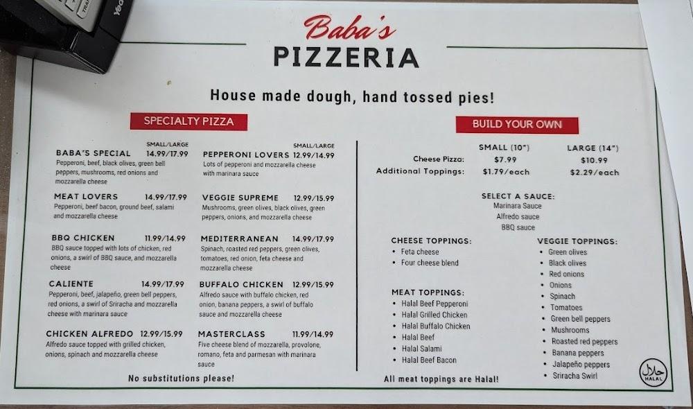 Baba's Pizzeria and Kitchen Large BYO