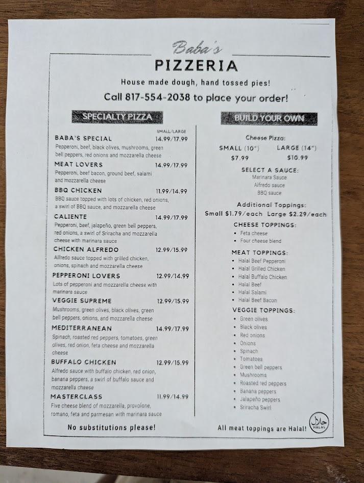 Baba's Pizzeria and Kitchen Menu image 4
